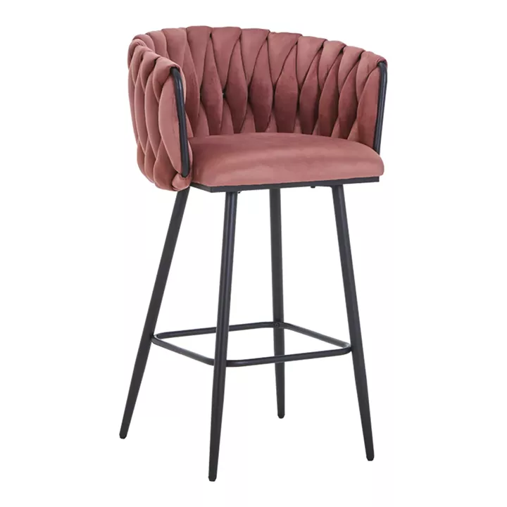 Vivian bar stool pakoworld rotten apple velvet-leg black metal 57x50x100cm