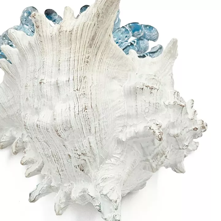 Artekko Animal Μπλε Επιτραπέζιο Διακοσμητικό Καβούρι σε Λευκό Κοχύλι από Ρητίνη (18.5x18x14.5)cm