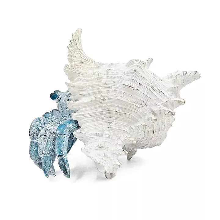 Artekko Animal Μπλε Επιτραπέζιο Διακοσμητικό Καβούρι σε Λευκό Κοχύλι από Ρητίνη (18.5x18x14.5)cm