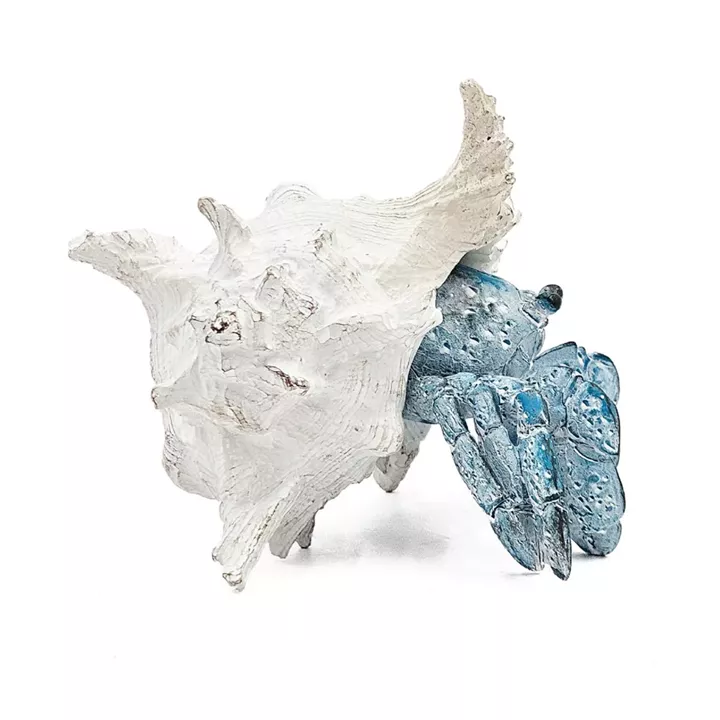 Artekko Animal Μπλε Επιτραπέζιο Διακοσμητικό Καβούρι σε Λευκό Κοχύλι από Ρητίνη (18.5x18x14.5)cm