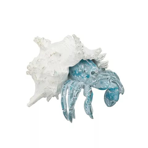 Artekko Animal Μπλε Επιτραπέζιο Διακοσμητικό Καβούρι σε Λευκό Κοχύλι από Ρητίνη (18.5x18x14.5)cm