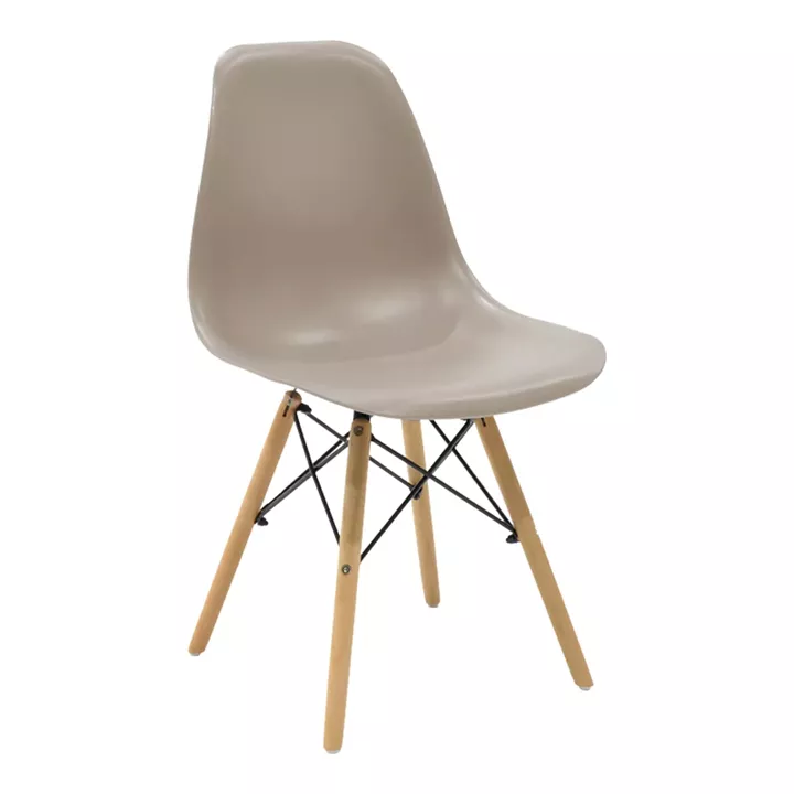 Julita chair pakoworld PP cappuccino with natural leg 46x52x80cm