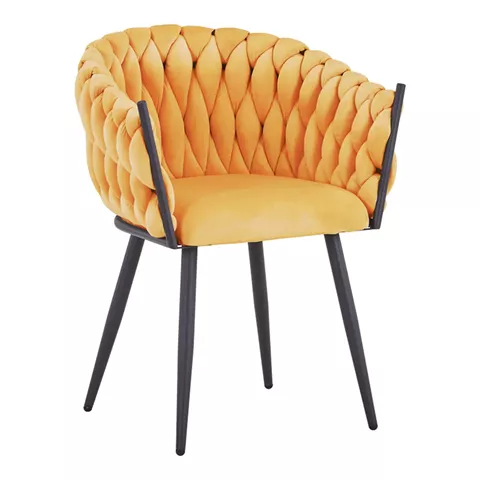 Vivian armchair pakoworld yellow velvet-leg black metal 61x55x80cm