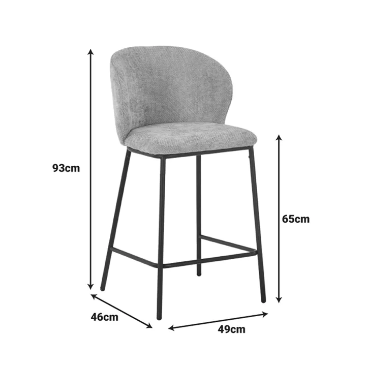 Bar stool Karg pakoworld gray fabric-black metal leg 49x46x93cm