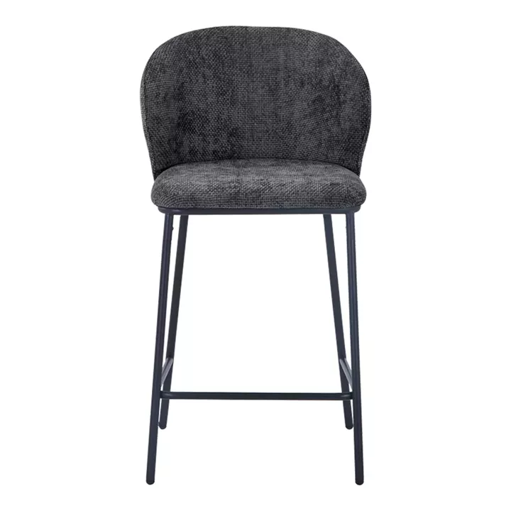 Bar stool Karg pakoworld gray fabric-black metal leg 49x46x93cm