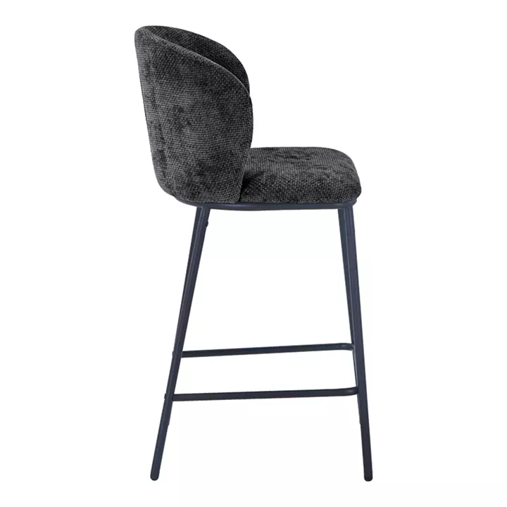Bar stool Karg pakoworld gray fabric-black metal leg 49x46x93cm