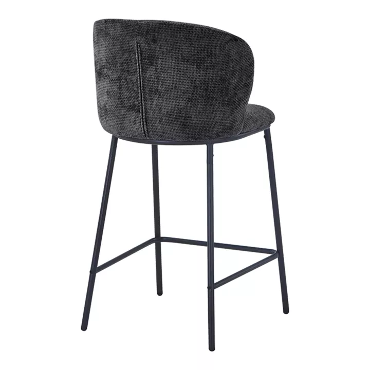 Bar stool Karg pakoworld gray fabric-black metal leg 49x46x93cm