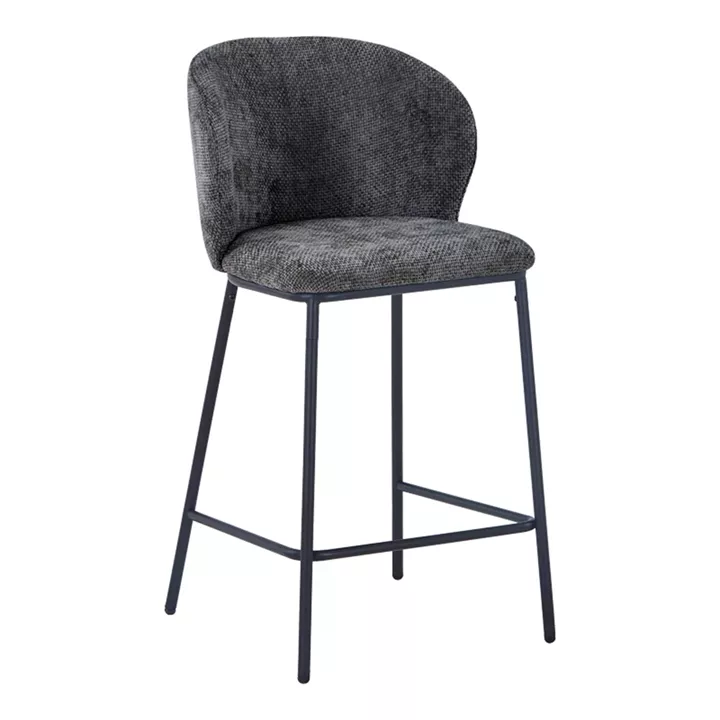 Bar stool Karg pakoworld gray fabric-black metal leg 49x46x93cm