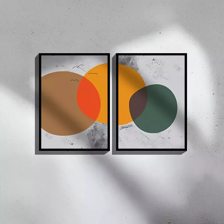 Wall art in frame Derdia I pakoworld diptyque with digital print 33x1.5x48cm