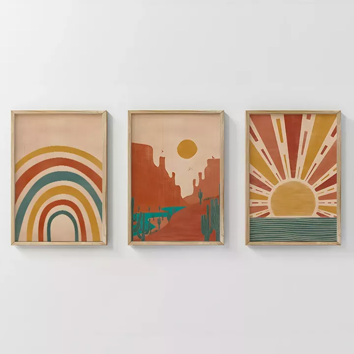 Wall art in frame Jecko  pakoworld triptyque with digital print 33x1.5x48cm