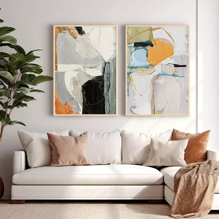 Wall art in frame Nicosse pakoworld diptyque with digital print 33x1.5x48cm