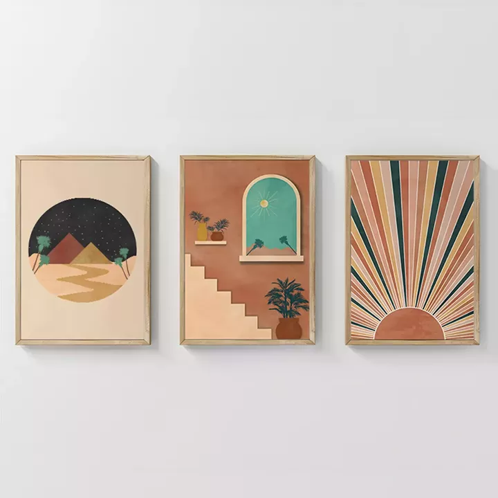 Πίνακας Venven  pakoworld τρίπτυχος με ψηφιακή εκτύπωση και πλαίσιο 33x1.5x48εκ