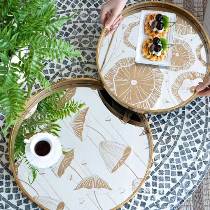 Artekko Tray Χρυσοί Πλαστικοί Διακοσμητικοί Δίσκοι με Καθρέπτη (45x45x4)cm 2pcs