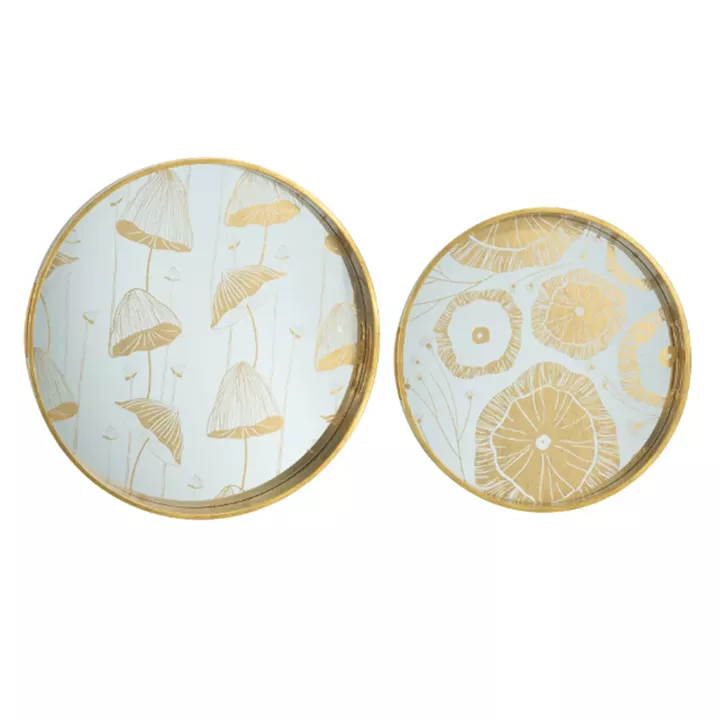 Artekko Tray Χρυσοί Πλαστικοί Διακοσμητικοί Δίσκοι με Καθρέπτη (45x45x4)cm 2pcs