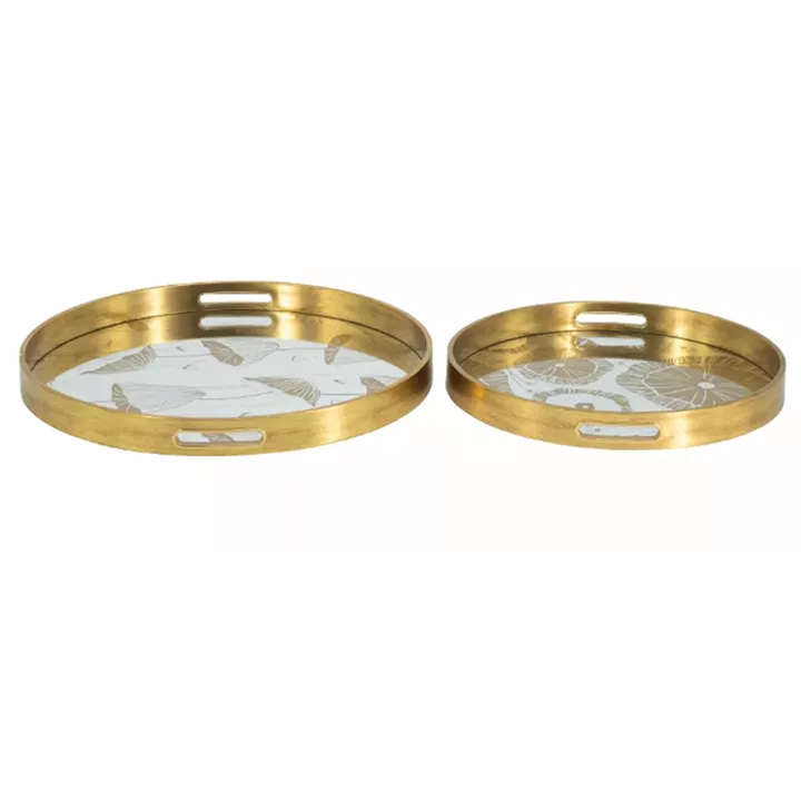 Artekko Tray Χρυσοί Πλαστικοί Διακοσμητικοί Δίσκοι με Καθρέπτη (45x45x4)cm 2pcs