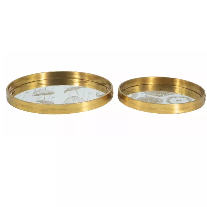 Artekko Tray Χρυσοί Πλαστικοί Διακοσμητικοί Δίσκοι με Καθρέπτη (45x45x4)cm 2pcs