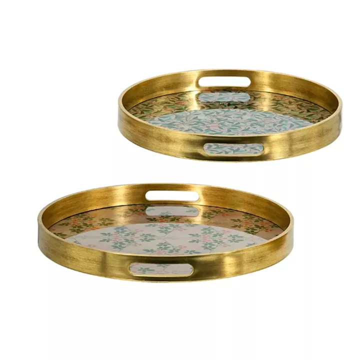 Artekko Zenn Πολύχρωμοι Διακοσμητικοί Δίσκοι με Γυάλινη Επιφάνεια (40x40x4)cm 2pcs