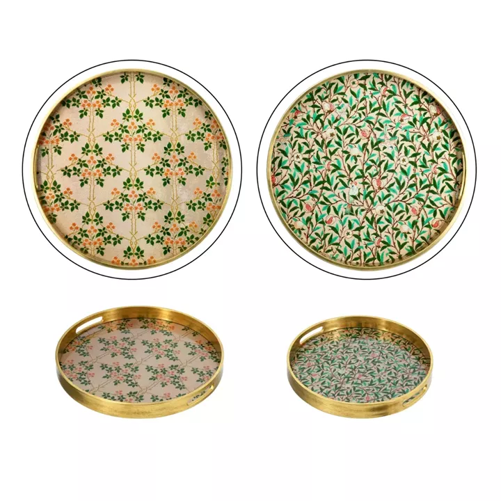 Artekko Zenn Πολύχρωμοι Διακοσμητικοί Δίσκοι με Γυάλινη Επιφάνεια (40x40x4)cm 2pcs