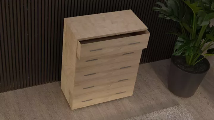 Συρταριέρα 5αρα βαθιά 90cm δρυς