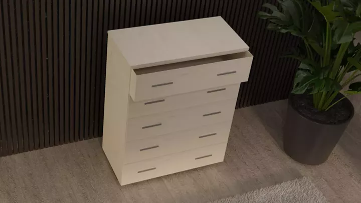 Συρταριέρα 5αρα βαθιά 90cm λευκό ρουστίκ