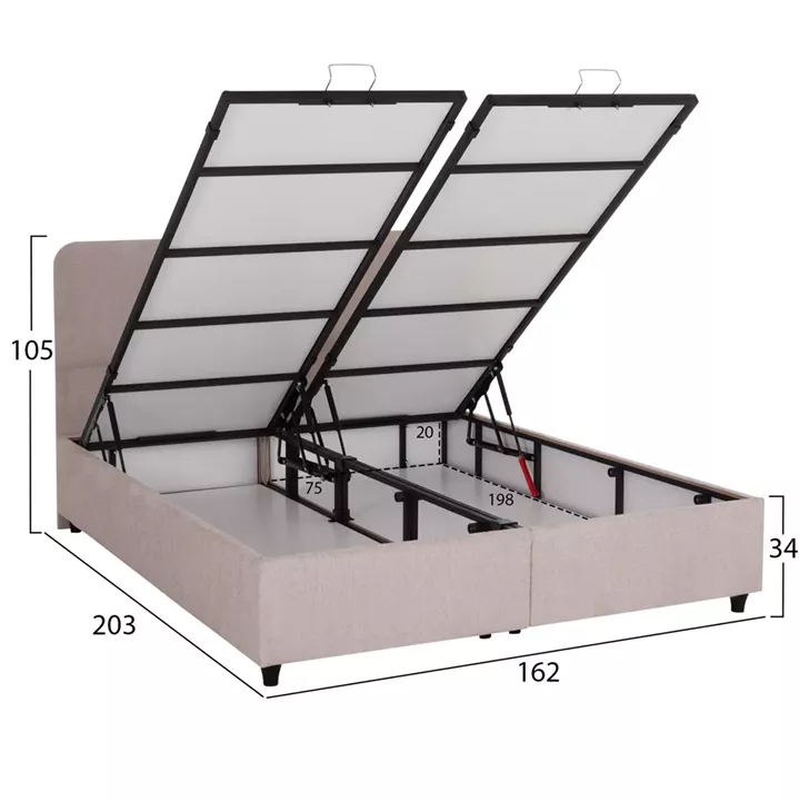 ΚΡΕΒΑΤΙ ΜΕ ΑΠΟΘ.ΧΩΡΟ DOLORES HM631.32 ΜΠΕΖ ΥΦΑΣΜΑ- ΓΙΑ ΣΤΡΩΜΑ 160x200εκ