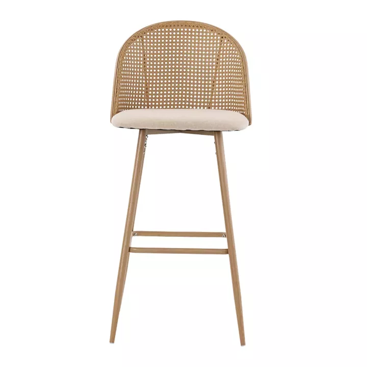 Bar stool Kace pakoworld pe rattan natural-fabric natural-metal natural 43x55x102cm