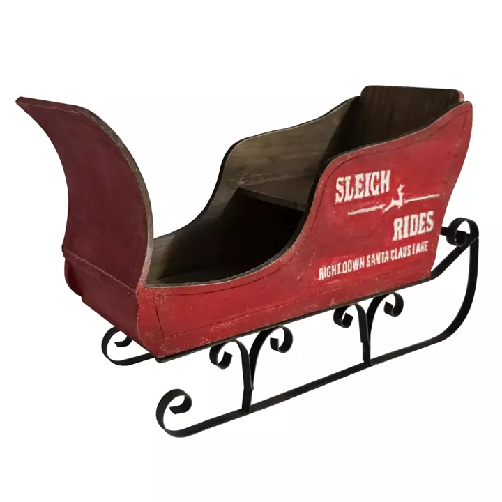 Artekko Xmas Κόκκινο Ξύλινο Έλκηθρο (52x21x35)cm