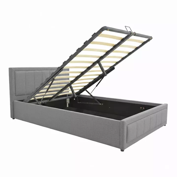 Κρεβάτι Huga pakoworld με αποθηκευτικό χώρο ύφασμα γκρι 160x200εκ