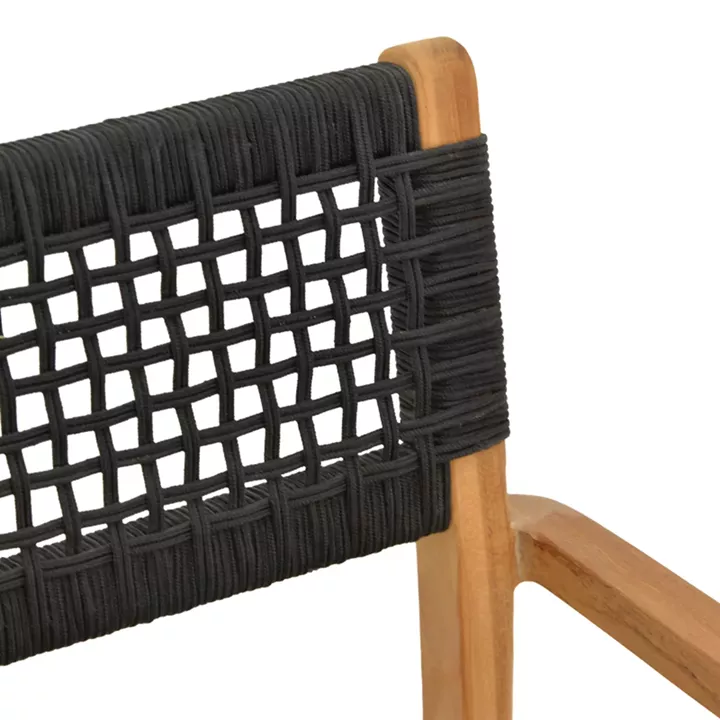 Armchair Lengan pakoworld teak wood frame in natural shade-black rope 54x52x80cm