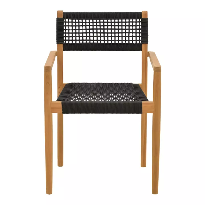Armchair Lengan pakoworld teak wood frame in natural shade-black rope 54x52x80cm