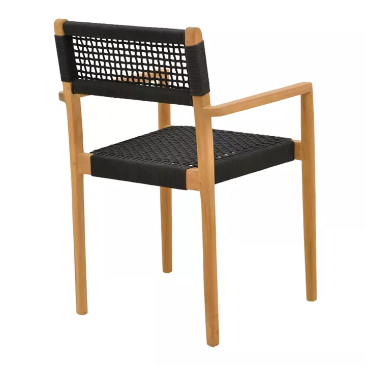 Armchair Lengan pakoworld teak wood frame in natural shade-black rope 54x52x80cm
