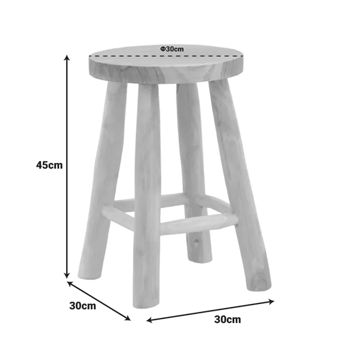 Sega stool pakoworld natural color teak wood D30x45cm