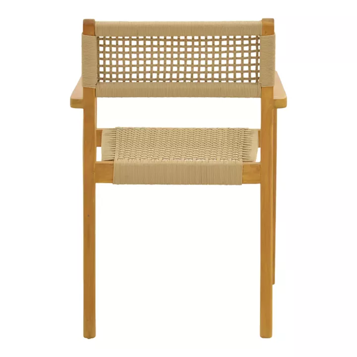 Πολυθρόνα Lengan pakoworld σκελετός teak ξύλο σε φυσική απόχρωση-μπεζ σχοινί 54x52x80εκ