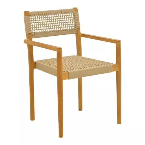 Armchair Lengan pakoworld teak wood frame in natural shade-beige rope 54x52x80cm