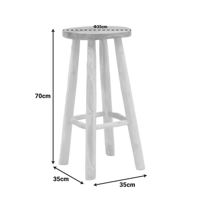 Nusiwo bar stool pakoworld teak wood in natural shade D35x70cm