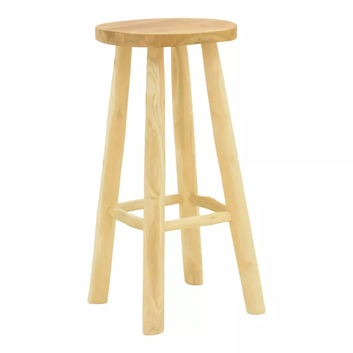Nusiwo bar stool pakoworld teak wood in natural shade D35x70cm