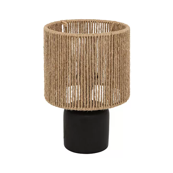 Επιτραπέζιο φωτιστικό Leyda pakoworld κεραμικό σε μαύρο-φυσική απόχρωση Φ16x24εκ