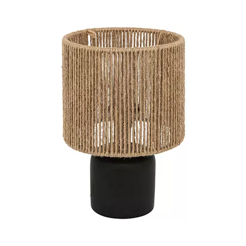 Επιτραπέζιο φωτιστικό Leyda pakoworld κεραμικό σε μαύρο-φυσική απόχρωση Φ16x24εκ