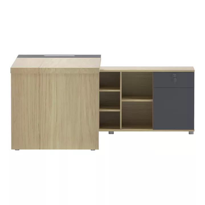 Lotus pakoworld professional desk with right corner in natural-anthracite shade 180x180x75cm