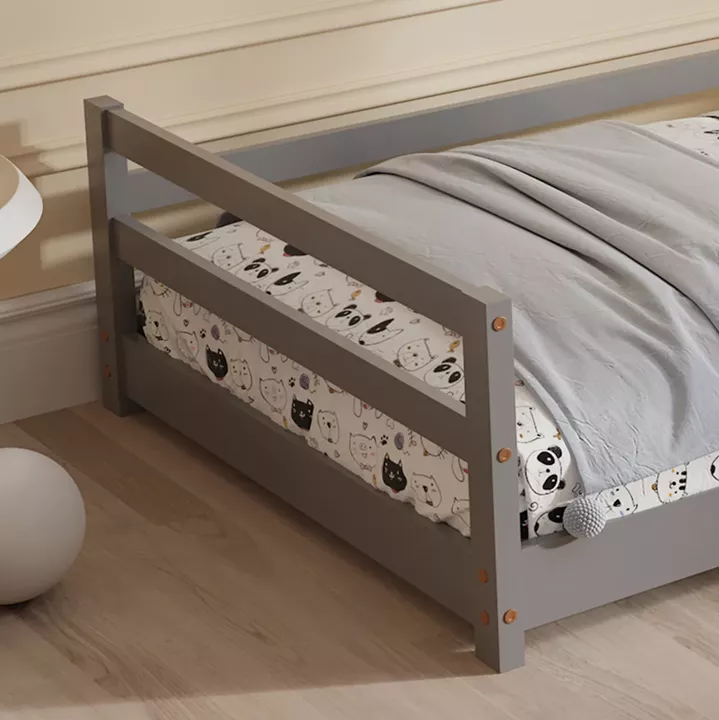 ΚΡΕΒΑΤΙ ΠΑΙΔΙΚΟ ΜΕ ΣΤΡΩΜΑ HOUSER HM21301.01 ΞΥΛΟ ΠΕΥΚΟΥ ΣΕ ΓΚΡΙ--ΣΤΡΩΜΑ 90x190εκ