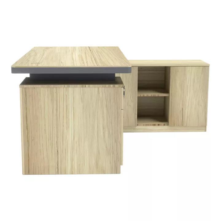 Γραφείο επαγγελματικό Lotus pakoworld με δεξιά γωνία σε φυσική-ανθρακί απόχρωση  200x160x76εκ