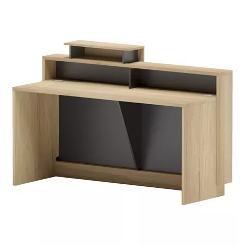 Γραφείο reception Lotus pakoworld σε φυσική-ανθρακί απόχρωση 160x60x105εκ