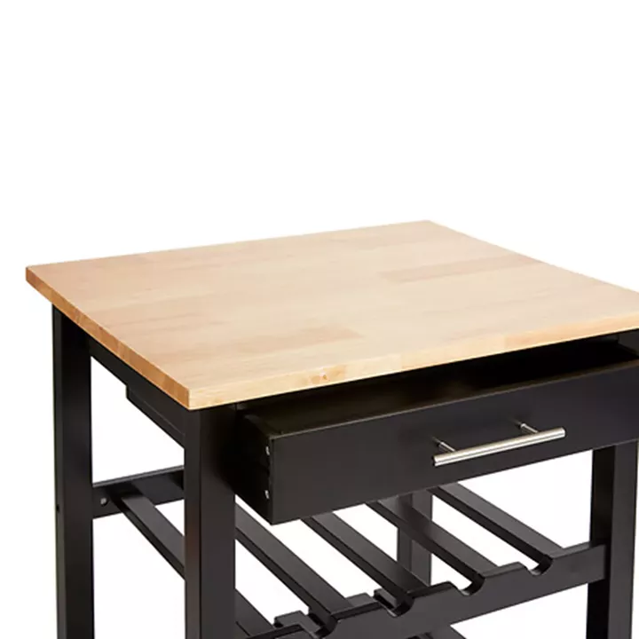 Τρόλεϊ-Ραφιέρα Claude pakoworld mdf μαύρο - φυσικό  58x48x87.5εκ