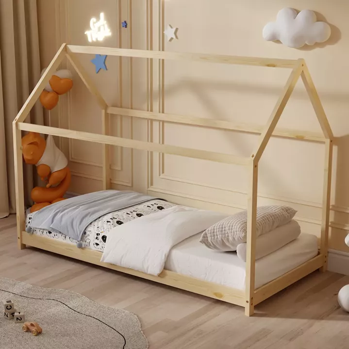 BED WITH MATTRESS PEPE HM21302 PINE WOOD IN NATURAL WOOD COLOR--MATTRESS 90x190cm