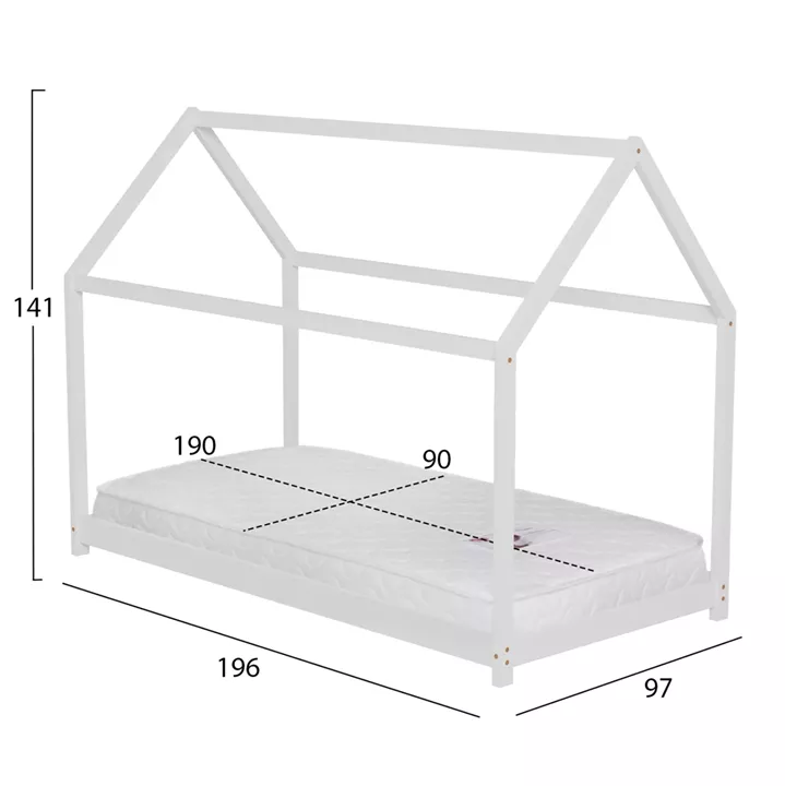 ΚΡΕΒΑΤΙ ΠΑΙΔΙΚΟ ΜΕ ΣΤΡΩΜΑ PEPE HM21302.01 ΞΥΛΟ ΠΕΥΚΟΥ ΣΕ ΛΕΥΚΟ--ΣΤΡΩΜΑ 90x190εκ