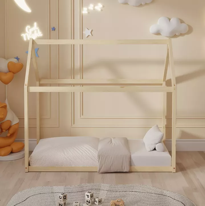 BED WITH MATTRESS PEPE HM21303 PINE WOOD IN NATURAL WOOD COLOR--MATTRESS 70x140cm