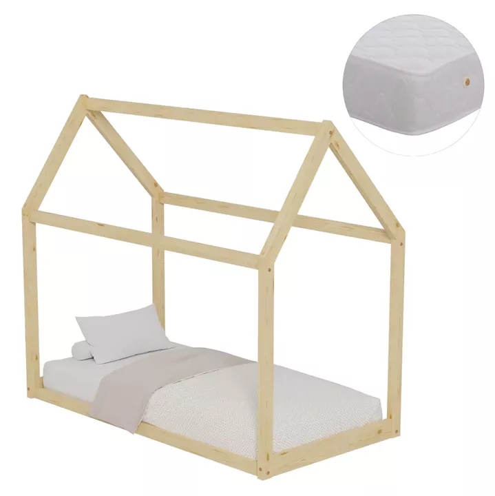 BED WITH MATTRESS PEPE HM21303 PINE WOOD IN NATURAL WOOD COLOR--MATTRESS 70x140cm