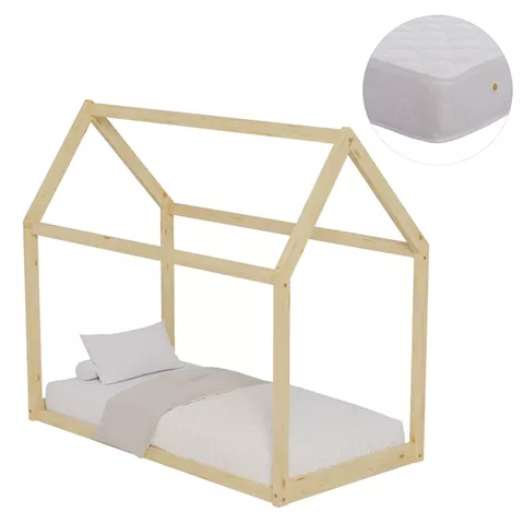 ΚΡΕΒΑΤΙ ΠΑΙΔΙΚΟ ΜΕ ΣΤΡΩΜΑ PEPE HM21303 ΞΥΛΟ ΠΕΥΚΟΥ ΣΕ ΦΥΣΙΚΟ--ΣΤΡΩΜΑ 70x140εκ