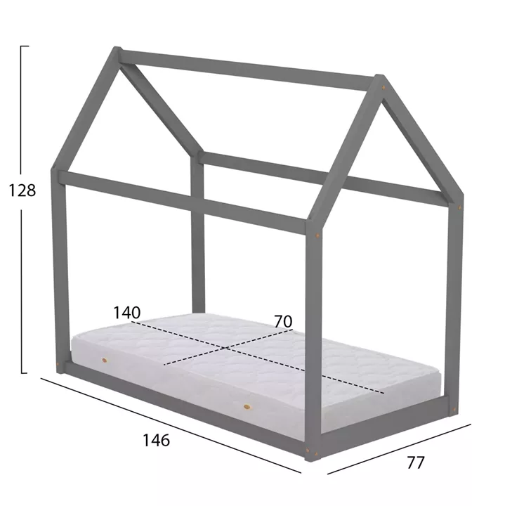 ΚΡΕΒΑΤΙ ΠΑΙΔΙΚΟ ΜΕ ΣΤΡΩΜΑ PEPE HM21303.02 ΞΥΛΟ ΠΕΥΚΟΥ ΣΕ ΓΚΡΙ--ΣΤΡΩΜΑ 70x140εκ