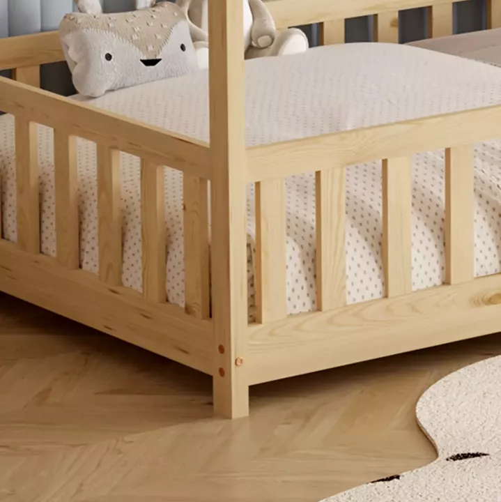 BED WITH MATTRESS PHYLLIS HM21304 PINE WOOD IN NATURAL WOOD COLOR--MATTRESS 90x190cm